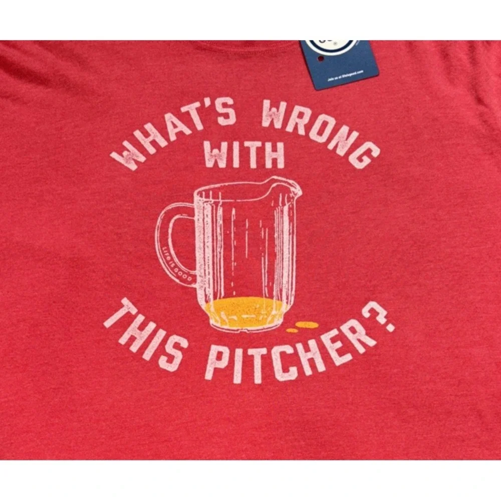 NEW Life is Good Wrong Pitcher Crusher T Men Large Red‎ Long Sleeve Graphic Beer - Picture 10 of 11
